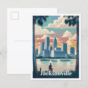 Jacksonville Florida Vintage resor Illustration Vykort