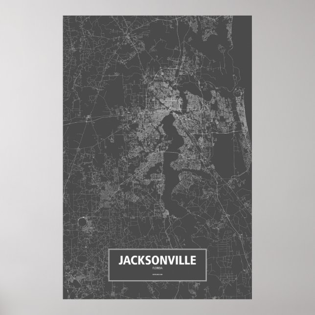Jacksonville, Florida (vit på svart) Poster (Framsidan)
