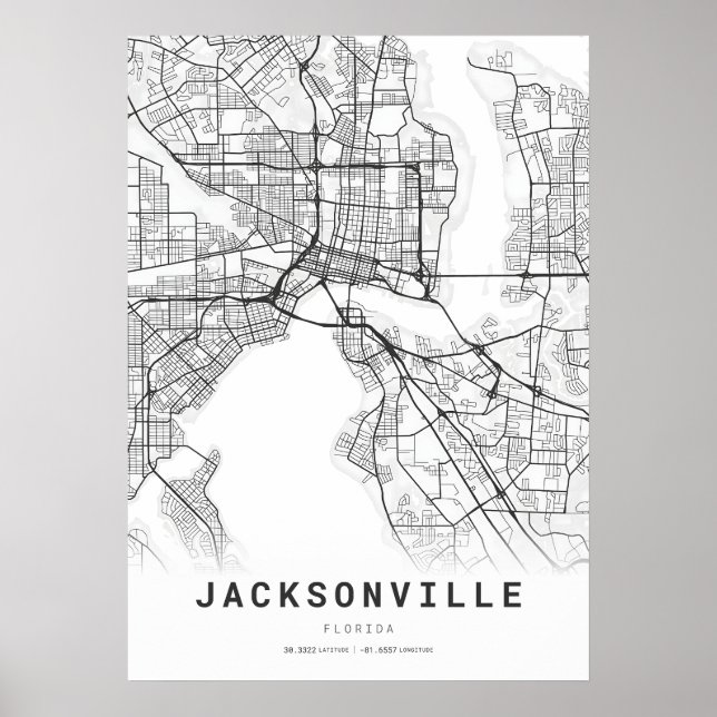 Jacksonville Karta Poster (Framsidan)
