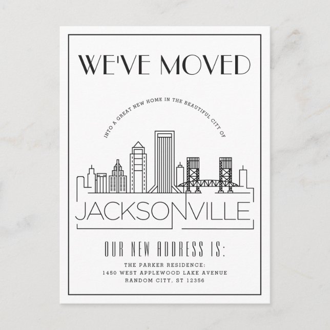 Jacksonville Modern Deco | Byte av Adress Meddelande Vykort (Framsida)