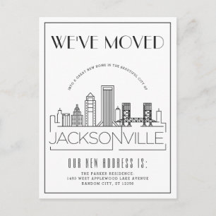Jacksonville Modern Deco Ny adress Meddelande Vykort