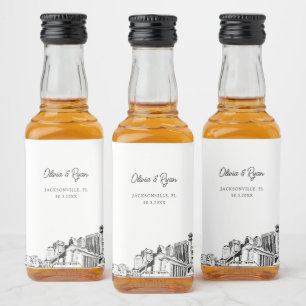 Jacksonville Party Favor Welcome Gift-Anpassningsb Spritflaskor Etikett