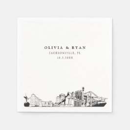 Jacksonville Skyline Bröllop Pappra Cocktail Napki Pappersservett