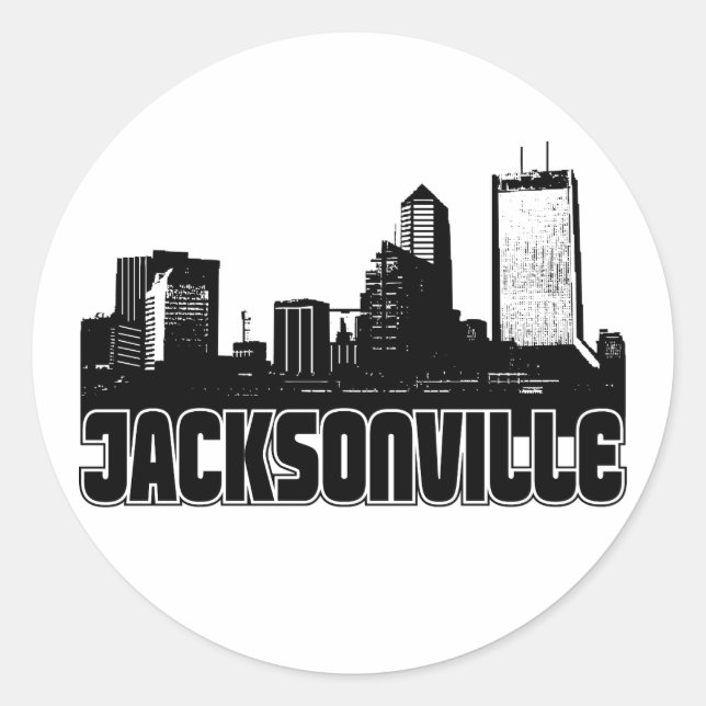 Jacksonville Skyline Runt Klistermärke (Framsida)