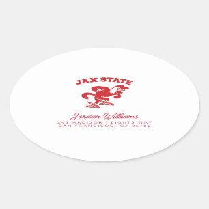 Jacksonville State Universiteten JAX State Gamecoc Ovalt Klistermärke