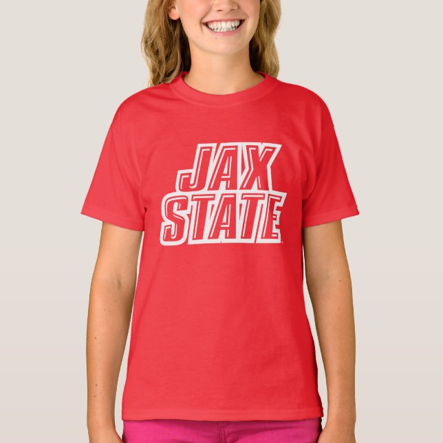 Jacksonville State Universiteten JAX STATE Logotyp T Shirt (Framsida)
