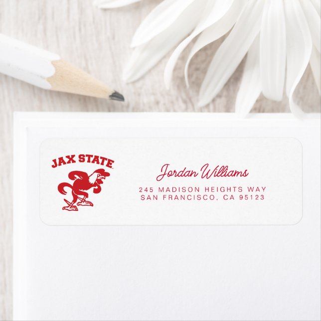 Jacksonville State University JAX State Gamecocks Returadress Etikett (Insitu)