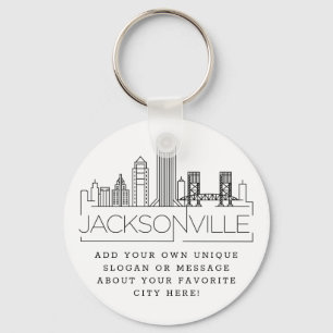 Jacksonville Stylized Skyline Anpassningsbar Slo Nyckelring