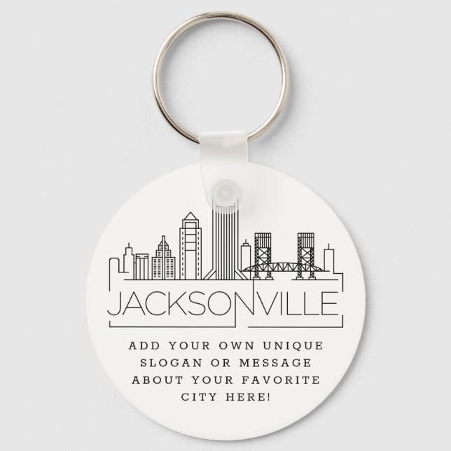 Jacksonville Stylized Skyline | Anpassningsbar Slo Nyckelring (Framsida)