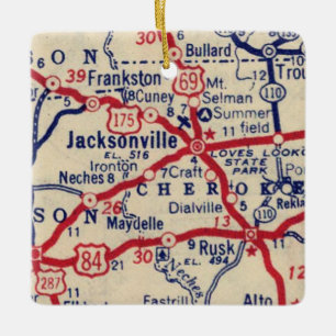 Jacksonville TX 1941 Karta Julgransprydnad Keramik