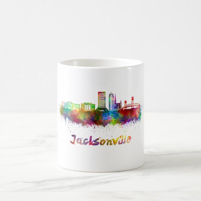 Jacksonville V2 skyline in watercolor Kaffemugg (Center)