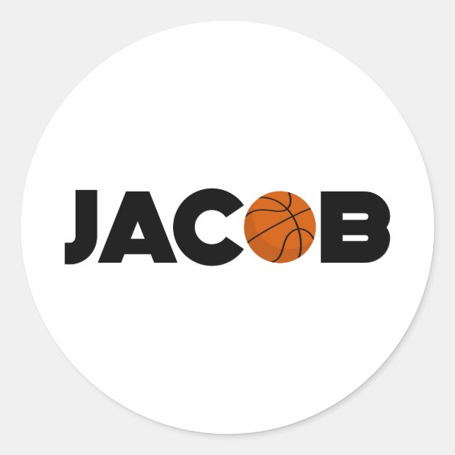 Jacob Basketball Runt Klistermärke (Framsida)