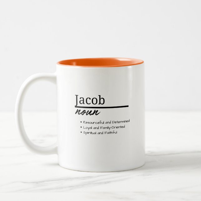 Jacob, Boy Personlig Namn Definition Två-Tonad Mugg (Vänster)