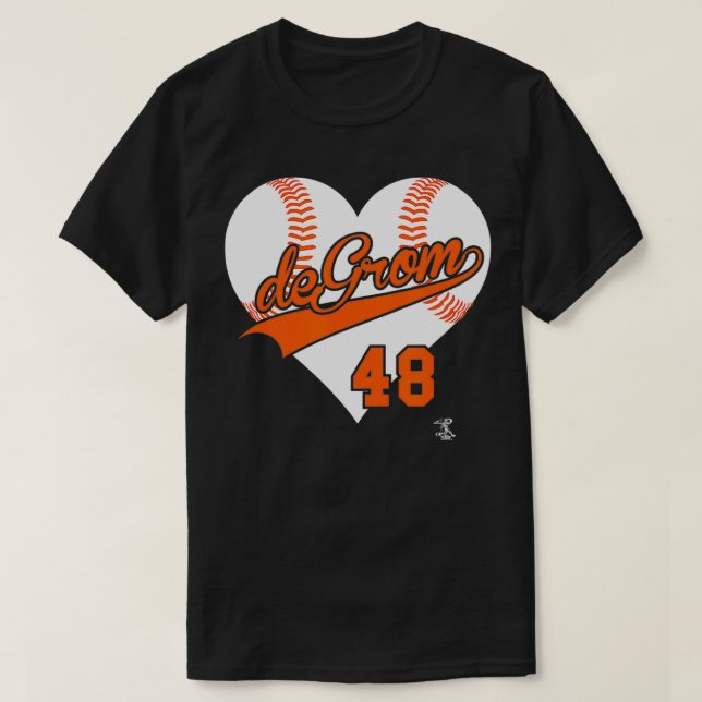 Jacob deGrom Baseball Heart Gameday T Shirt (Design framsida)