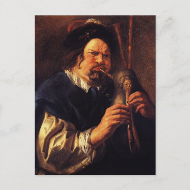 Jacob Jordaens-Self-Porträtt som Bagpipe Player Vykort (Framsida)