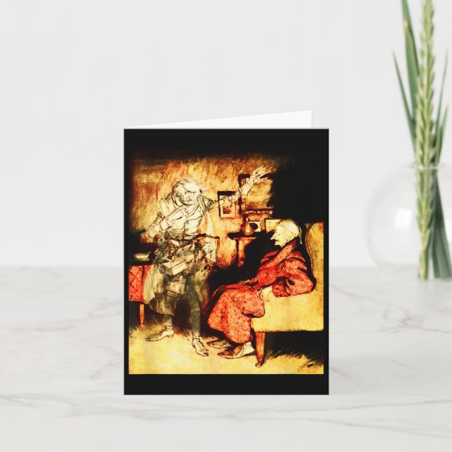 Jacob Marley Ghost Scrooge Bah Humbug Christmas Ca Kort (Framsida)