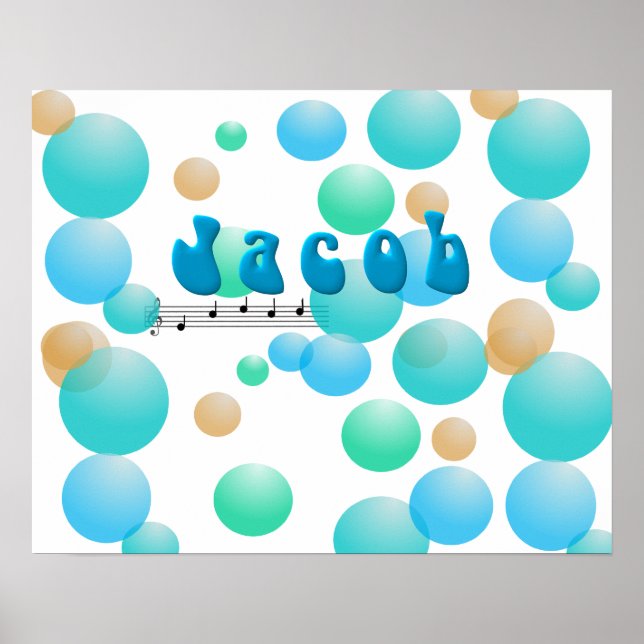 Jacob Musical Namn Nursery Room Poster (Framsidan)