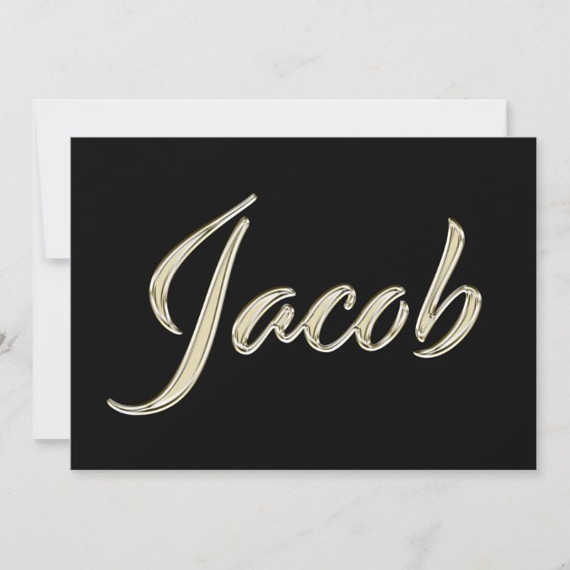Jacob Name white gold Handwriting Karte Kort (Framsida)