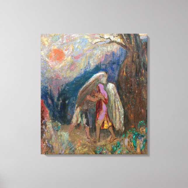 Jacob och Angel | Odilon Redon | Canvastryck (Framsida)