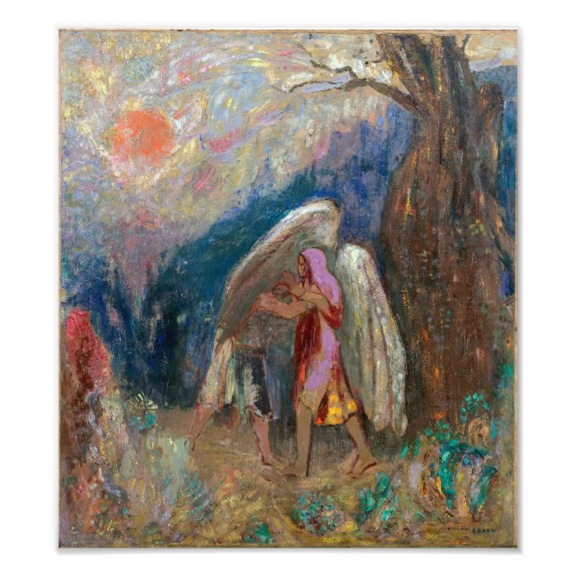 Jacob och Angel | Odilon Redon | Fototryck (Framsidan)