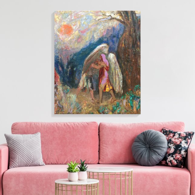 Jacob och ängeln | Odilon Redon | Canvastryck (Insitu (Vardagsrum))