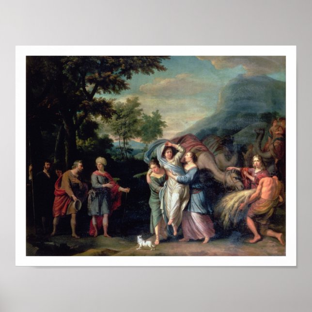 Jacob och Laban-mötet med Rachel, Leah och S Poster (Framsidan)