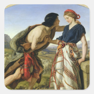 Jacob och Rachel, 1853 Fyrkantigt Klistermärke