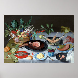 Jacob van Hulsdonck still Life with Kött, Fish Poster
