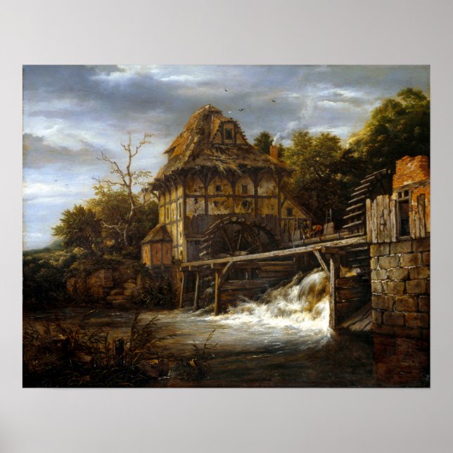 Jacob van Ruisdael Two Undershot Watermills Poster (Framsidan)