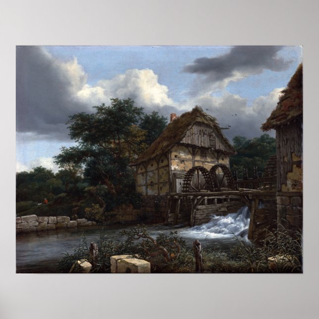 Jacob van Ruisdael Two Watermills Poster (Framsidan)