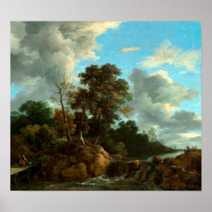 Jacob van Ruisdael Waterfall med Figurer Poster