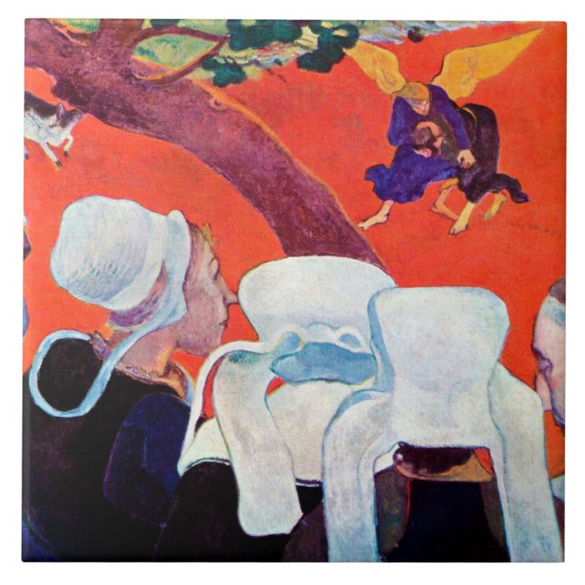 Jacob Wrestling med ängeln, Gauguin Kakelplatta (Framsidan)