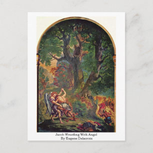 Jacob Wrestling med gel av Eugene Delacroix Vykort
