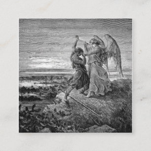Jacob Wrestling with the Angel Gustave Dore 1855 Fyrkantigt Visitkort