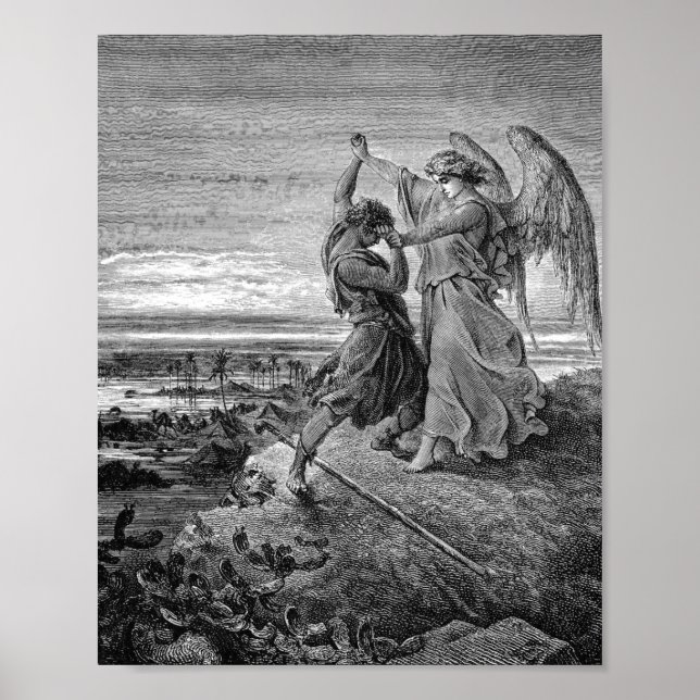Jacob Wrestling with the Angel Gustave Dore 1855 Poster (Framsidan)
