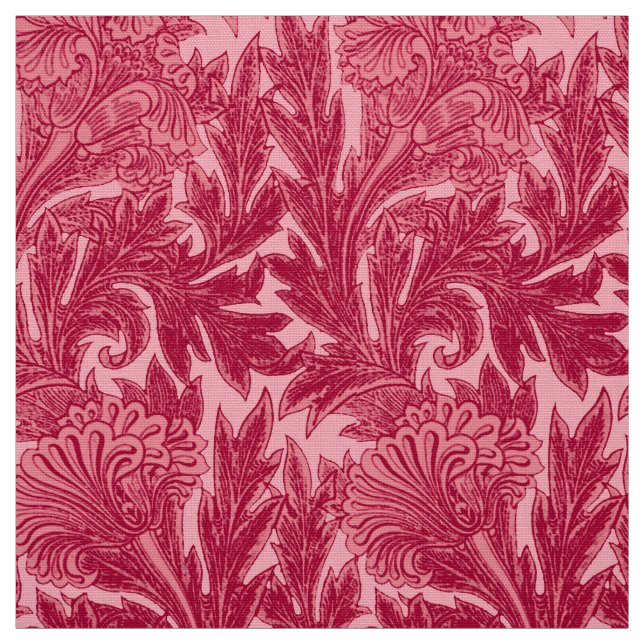 Jacobean blommadamast, Fuchsia och tänder - rosor Tyg (Provkarta)