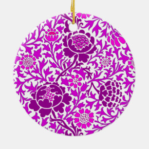 Jacobean Blommigt, Ametyst Lila och Lilac Julgransprydnad Keramik