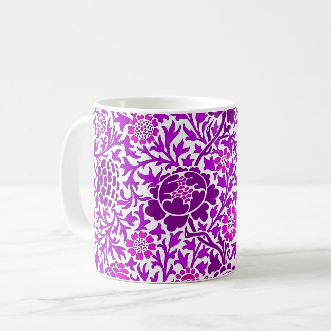 Jacobean Blommigt, Ametyst Lila och Lilac Kaffemugg (Framsida vänster)