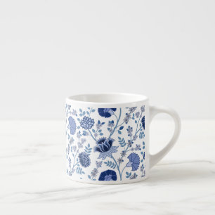 Jacobean Blommigt Big Mönster Blues on White Espressomugg