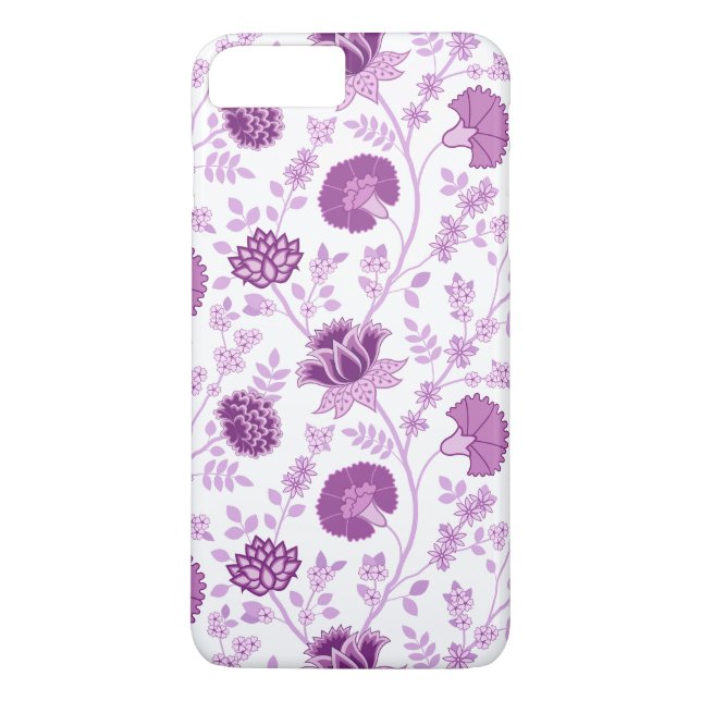 Jacobean Blommigt Big Mönster Pinks on White Case-Mate iPhone Skal (Baksida)