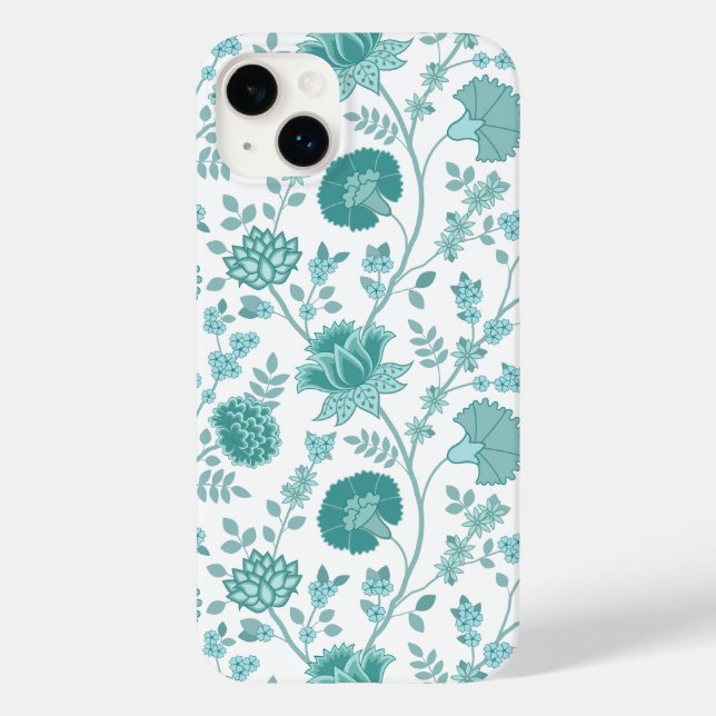 Jacobean Blommigt Big Mönster Teals on White (Baksida)