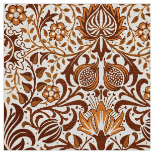 Jacobean Blommigt Damask, Beige och Chocolate Brow Tyg