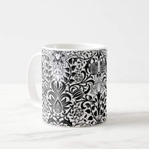 Jacobean Blommigt Damask, Black, White och Grått Kaffemugg
