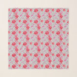 Jacobean Blommigt, Deep Red, Rosa och Grått<br><div class="desc">Blommor i rosa med djup rött och fuchsia,  med silver grått/grått leafy vins,  med botten av William Morris tapet,  mot vit bakgrund</div>