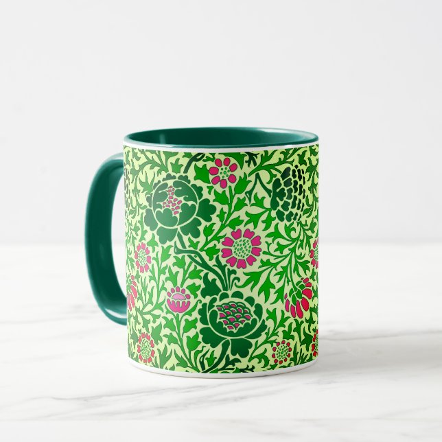 Jacobean Blommigt, Emerald and Lime Green Mugg (Framsida vänster)