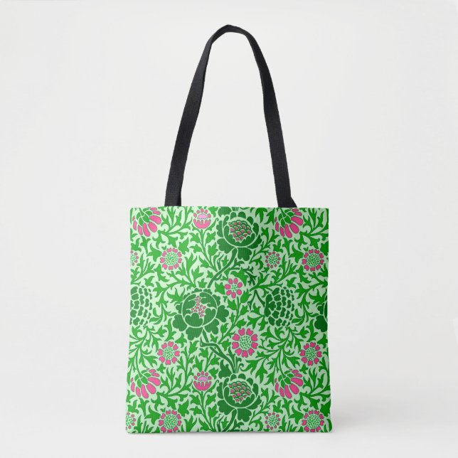 Jacobean Blommigt, Emerald and Lime Green Tygkasse (Framsida)