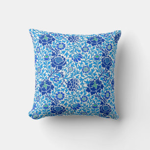 Jacobean Blommigt, flottan och Cerulean Blue Kudde