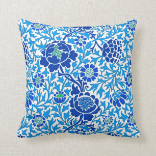 Jacobean Blommigt , flottan och Cerulean Blue Kudde