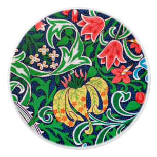 Jacobean blommigt för art nouveau, smaragdgrönt knopp