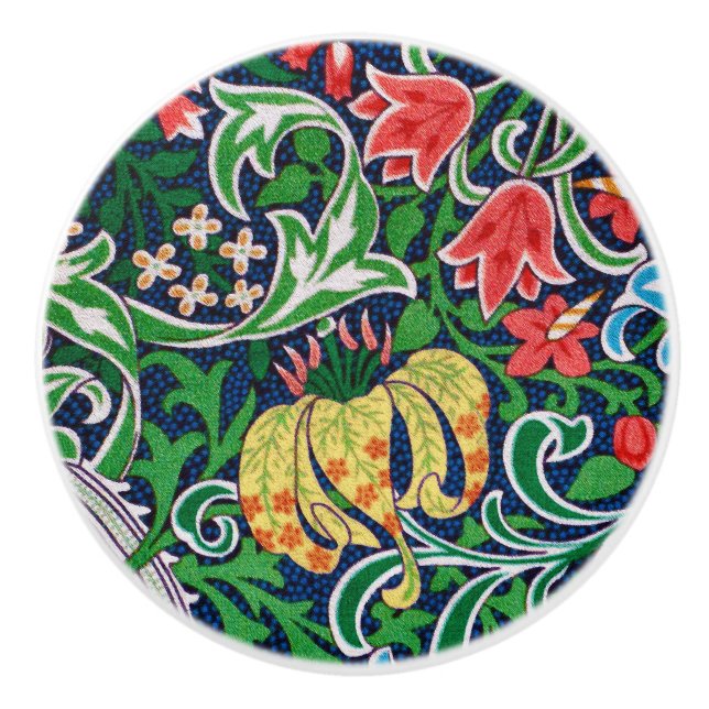 Jacobean blommigt för art nouveau, smaragdgrönt knopp (Framsidan)